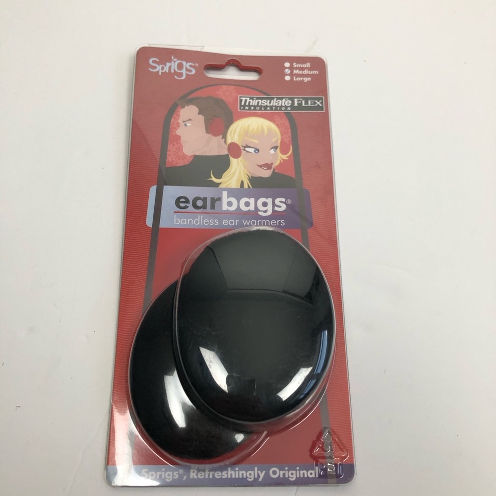Sprigs Earbags Bandless Ear Warmers - Black Size Medium NWT